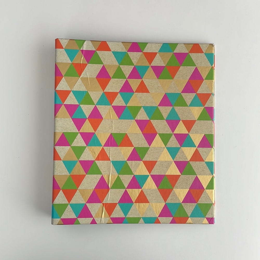 [ Greenroom 100% Recycled Binder - 2” w/ 1” Ring - Neon Geometric Triangle ]